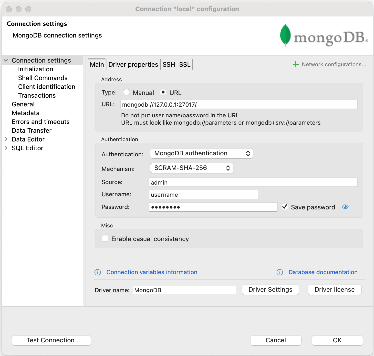 A screenshot of DBeaver&#39;s &#39;New Database Connection&#39; wizard