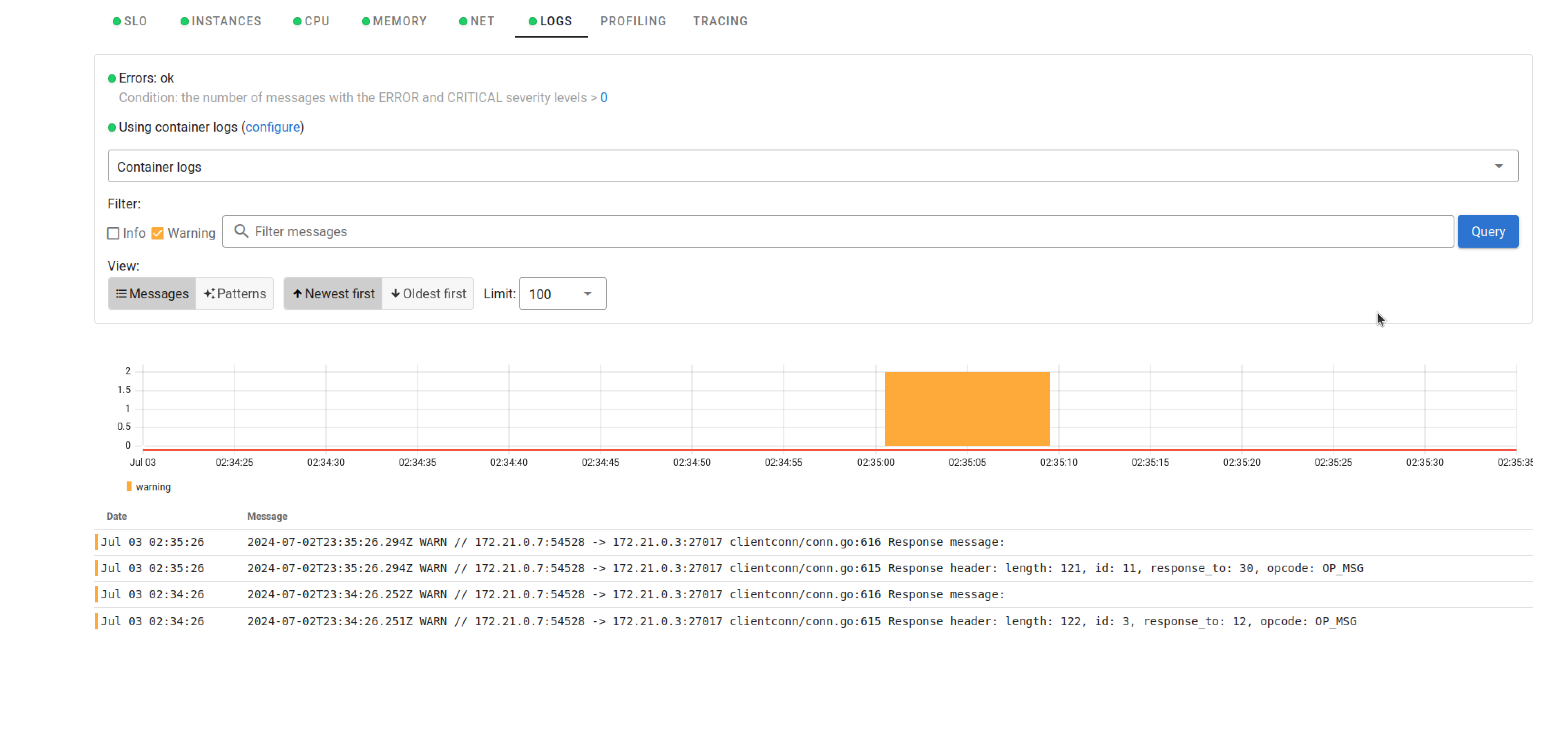 Log monitoring